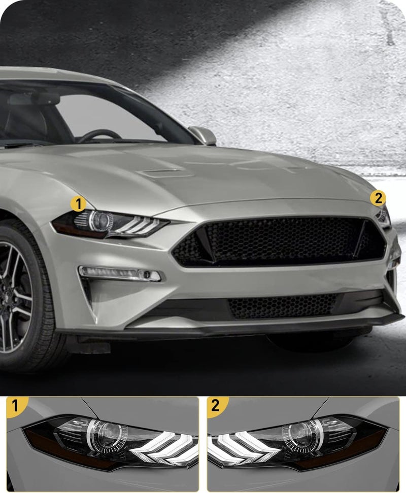 NDRUSH Headlight Side Marker Tint Vinyl Head Light Tint Film Precut Overlay Wrap Cover Compatible with 2018-2021 Ford Mustang - Image 2